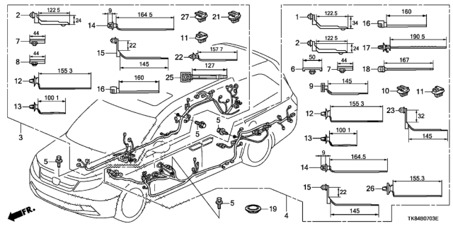 2013 Honda Odyssey Wire Harn,R Side Diagram for 32140-TK8-A01