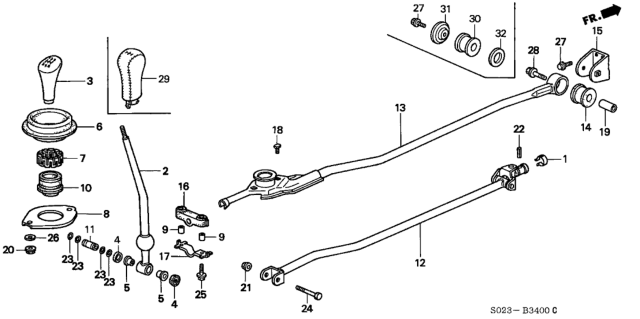 1997 Honda Civic Rod, Gearshift Diagram for 54201-S01-A02