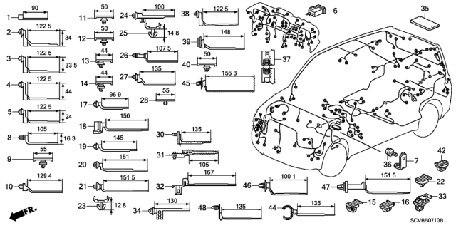 2011 Honda Element Bracket, Engine Room Wire Harness Diagram for 32203-S7A-000