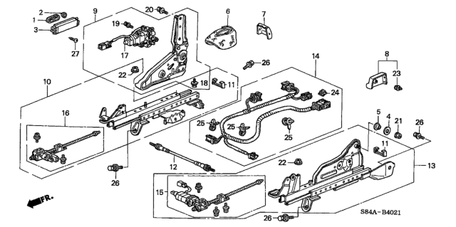 2002 Honda Accord Motor Assy., R. Reclining Diagram for 90107-S0K-003