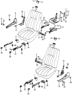 1982 Honda Accord Front Seat Components Diagram
