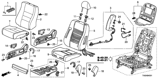 2012 Honda Accord Pad, R. FR. Seat-Back (With OPDS Sensor) Diagram for 81127-TA5-A02