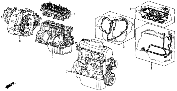 1985 Honda CRX Gasket Kit - Engine Assy.  - Transmission Assy. Diagram