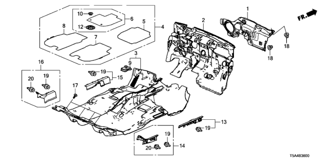 2015 Honda Fit Insulator, Dashboard Diagram for 74260-T5R-A00