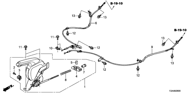 2014 Honda Accord Wire, Hand Brake R Diagram for 47510-T2F-A02