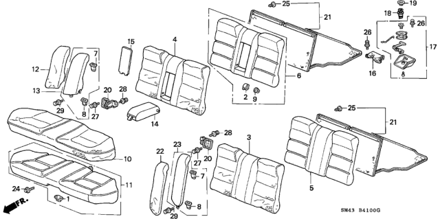 1992 Honda Accord Cover, Rear Seat-Back Trim (Vintage Red) Diagram for 82121-SM4-A12ZB