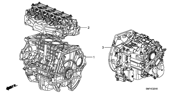 2007 Honda Civic General Assy., Cylinder Block (DOT) Diagram for 10002-RNE-A01