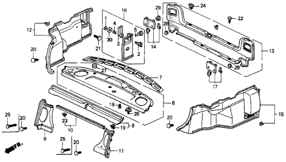 1990 Honda Accord Rear Tray - Side Lining Diagram