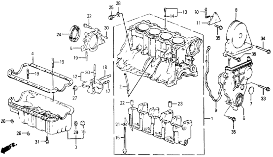 1986 Honda Civic Bracket, Engine Mounting Diagram for 11910-PE1-030