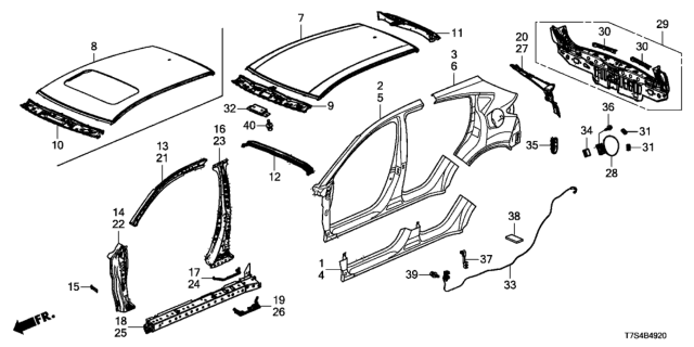 2019 Honda HR-V Panel, RR. Diagram for 66100-T7X-A00ZZ