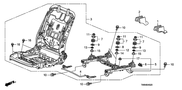 2011 Honda Insight Frame, R. FR. Seat Diagram for 81126-TM8-A02