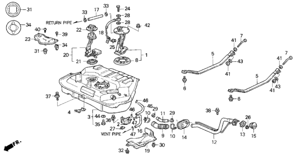 1997 Honda Del Sol Pump Set, Fuel Diagram for 17040-SR2-A51