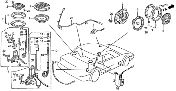 1989 Honda Prelude Antenna Assembly, Motor Diagram for 39150-SF1-V02