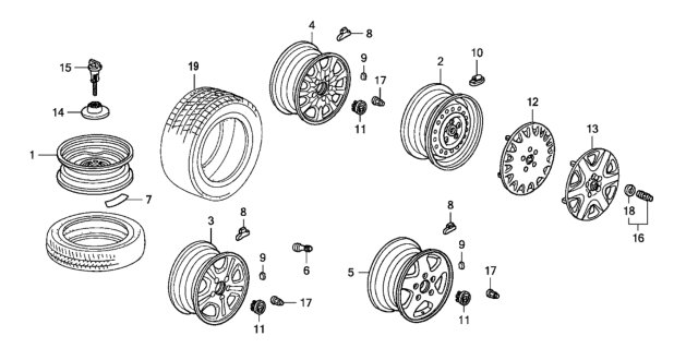 2007 Honda Accord Tire (P205/60R16) (91V) (M/S) (Michelin) Diagram for 42751-MIC-078