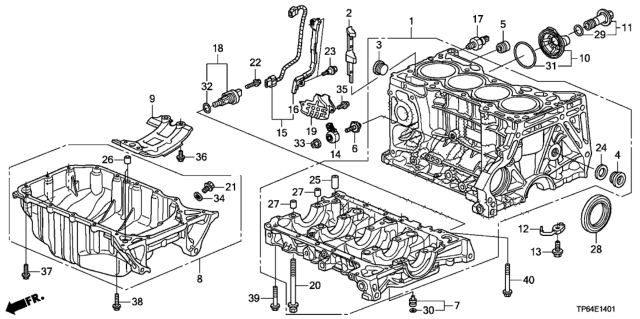 2015 Honda Crosstour Pan Assembly, Oil Diagram for 11200-R40-A00