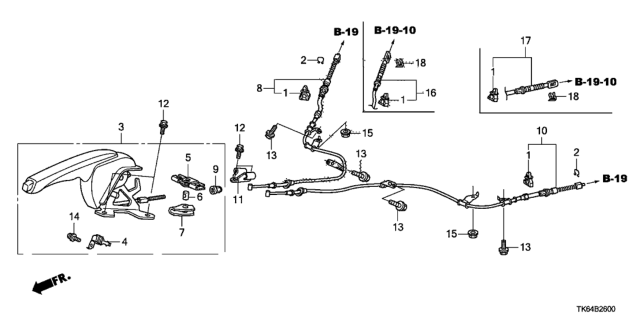 2012 Honda Fit Wire B, Passenger Side Parking Brake Diagram for 47510-TK6-A02