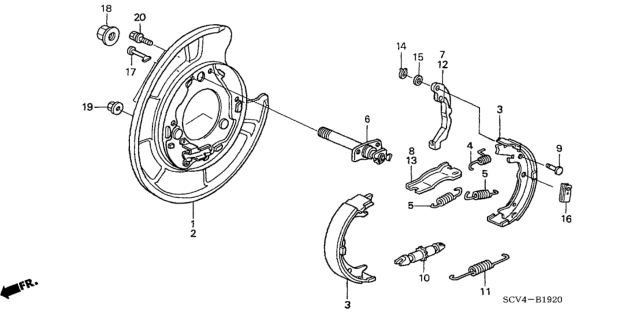 2005 Honda Element Lever, L. Parking Brake Diagram for 43371-SCV-A01