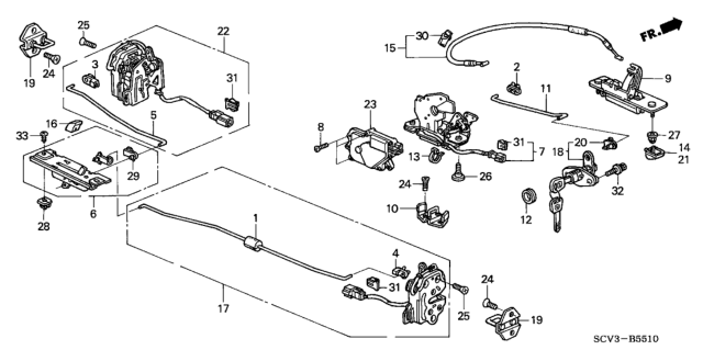 2003 Honda Element Handle Assy., Tailgate (Lower) Diagram for 74790-SCV-A01
