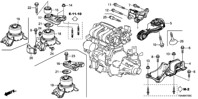 2015 Honda Fit Rubber, Engine Side Mounting Diagram for 50825-T5A-003