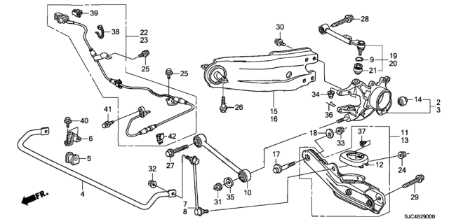 2009 Honda Ridgeline Rear Stabilizer - Rear Lower Arm Diagram