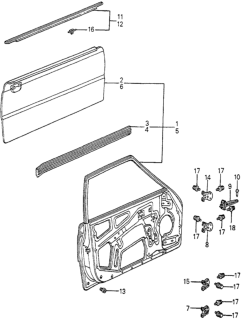 1982 Honda Accord Molding Assy., R. Door Diagram for 75800-SA5-671