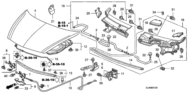 2008 Honda Fit Insulator, Hood Diagram for 74141-SLN-A00