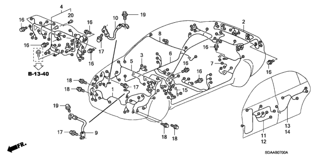 2007 Honda Accord Wire Harness, Instrument Diagram for 32117-SDB-A80