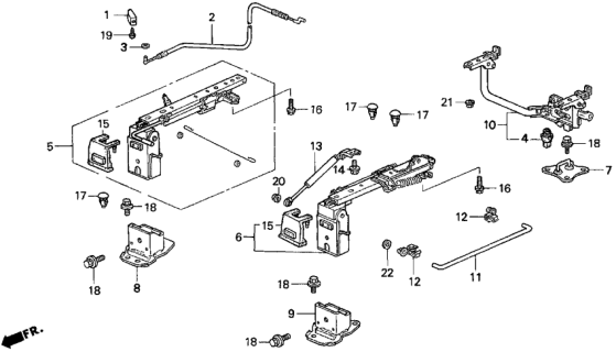 1996 Honda Odyssey Right Middle Seat Components (Bench) Diagram