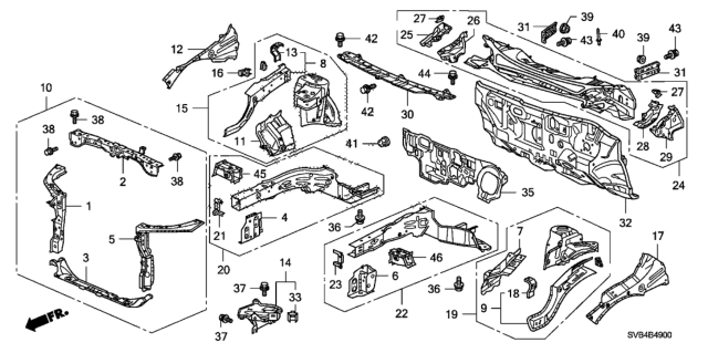 2010 Honda Civic Bracket Set, L. FR. Sub-Frame (FR) Diagram for 04616-SNA-A01ZZ