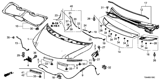 2015 Honda Fit Garnish Assy., L. Hood Diagram for 74198-T5R-A00