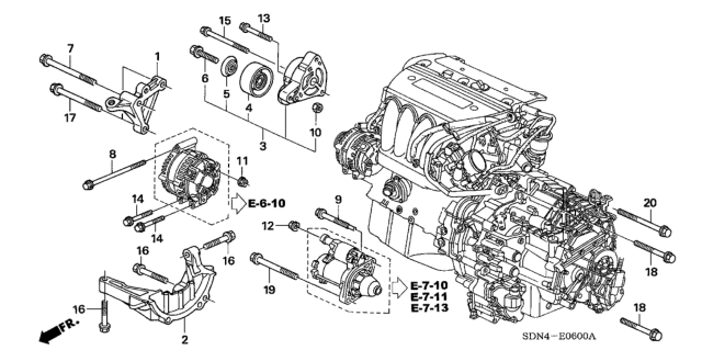 2003 Honda Accord Engine Mounting Bracket (L4) Diagram