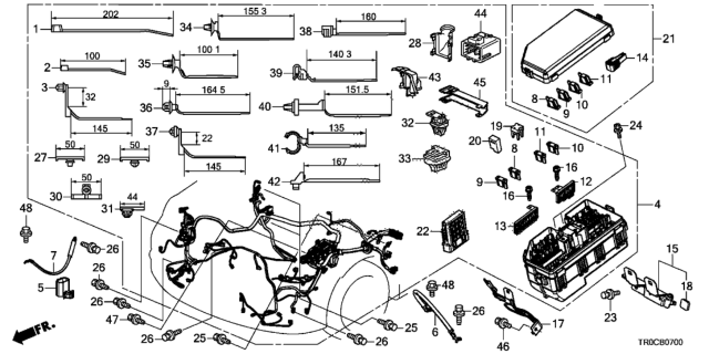 2015 Honda Civic Wire Harness, Engine Room Diagram for 32200-TR3-A00