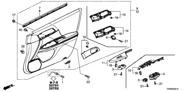 2014 Honda Accord Hybrid Lining Assy., L. FR. Door *YR449L* (CASHMERE IVORY) Diagram for 83550-T2F-F52ZA
