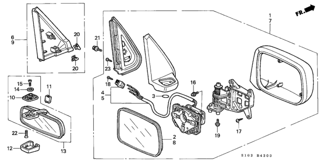 2000 Honda CR-V Mirror, Driver Side (Flat) Diagram for 76253-S10-A01