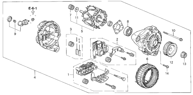 1995 Honda Accord Alternator Assembly (Ahga21) (Mitsubishi) Diagram for 31100-P0G-A03