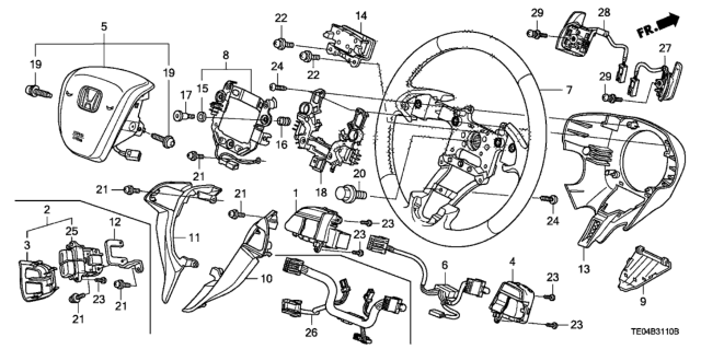 2011 Honda Accord Sub-Wire, Cable Reel Diagram for 77901-TA0-A10