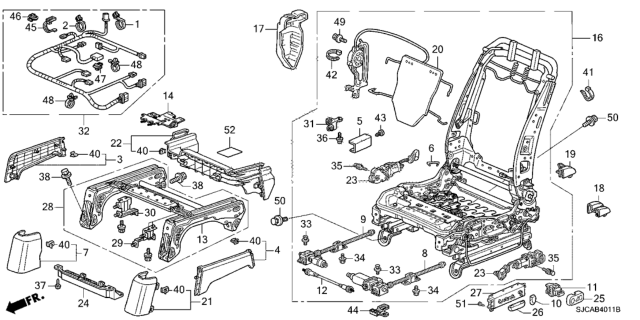 2014 Honda Ridgeline Front Seat Components (Driver Side) (Full Power Seat) Diagram