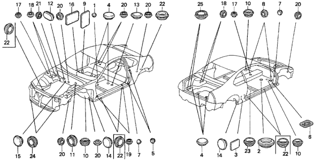 1993 Honda Prelude Grommet Diagram