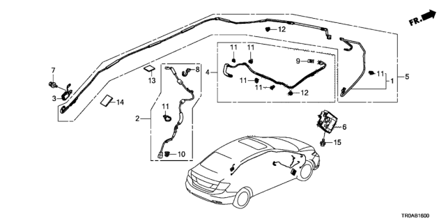 2013 Honda Civic Feeder Assembly, Glass Antenna Diagram for 39160-TR0-A21