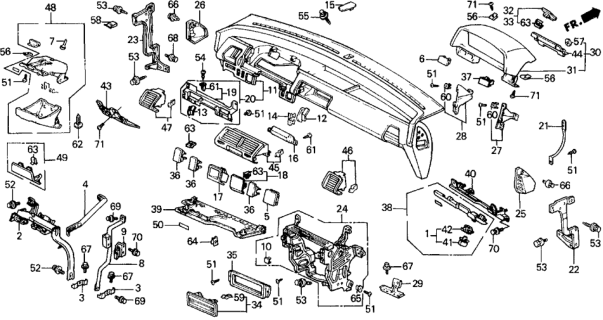 1988 Honda Civic Frame, FR. Console Instrument Center Diagram for 77151-SH5-A01