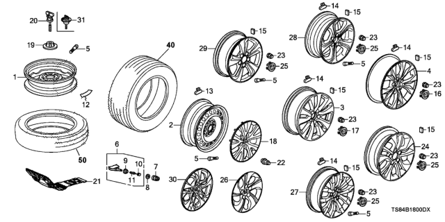 2012 Honda Civic Wheel, Disk Al Diagram for 42700-TR4-A91