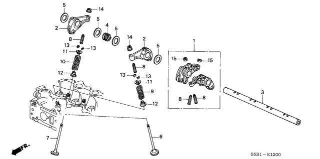 2004 Honda Civic Spring, Rocker Arm Diagram for 14645-PWA-000