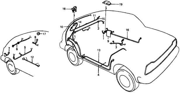 1977 Honda Civic Wire Harness, Back Light Diagram for 32109-657-671