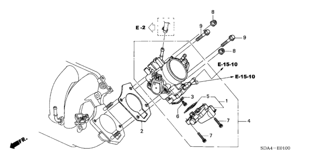 2004 Honda Accord Throttle Body Assembly Diagram for 16400-RAA-A63
