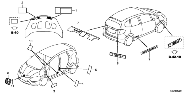 2013 Honda Fit EV Label, Charging Lid Diagram for 1K822-RDC-A01