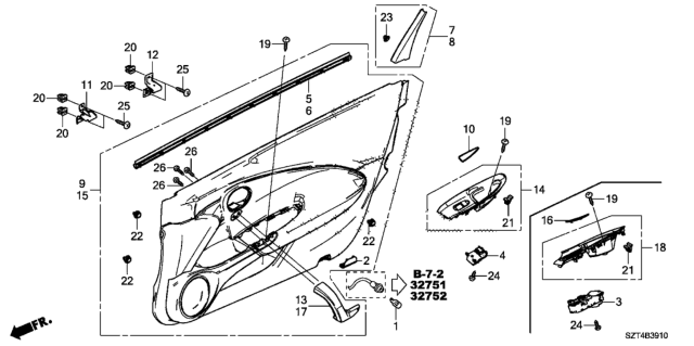 2012 Honda CR-Z Lining Assy., R. FR. Door (Typez) Diagram for 83500-SZT-A12ZB