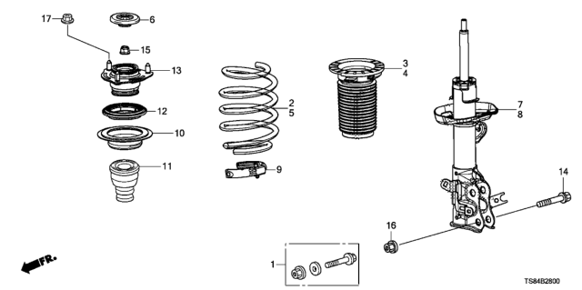2013 Honda Civic Shock Absorber Unit, Right Front Diagram for 51611-TS9-B01