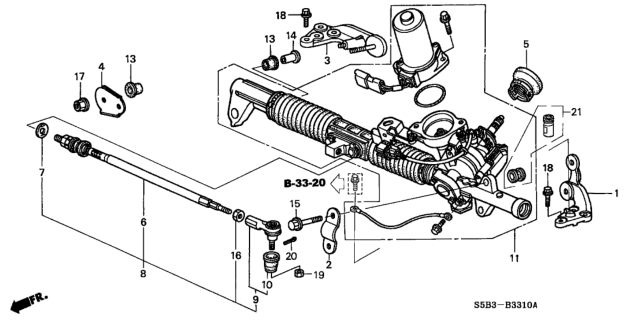 2003 Honda Civic Rack Assembly, Power Steering Diagram for 53606-S5B-A52