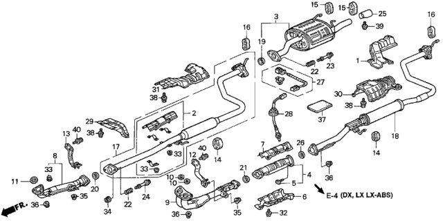 1997 Honda Civic Muffler Set, Exhuast Diagram for 18030-S01-C21