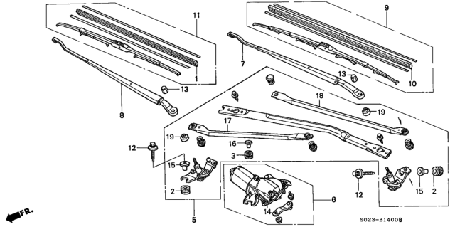 2000 Honda Civic Rod Unit A Diagram for 76540-S01-A01